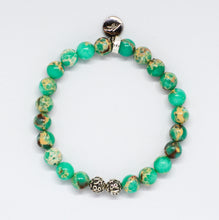 Load image into Gallery viewer, Green Hued Jasper Stone Silver Bead Bracelet (8 MM)
