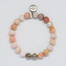 Load image into Gallery viewer, Pink Opal Stone Silver Bead Bracelet (8 MM)
