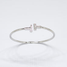 Load image into Gallery viewer, Classical Zircon Studded Open Silver Bracelet

