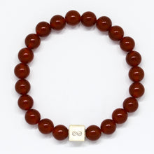 Load image into Gallery viewer, Carnelian Stone Infinity Silver Bead Bracelet (8 MM)
