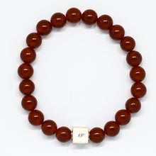 Load image into Gallery viewer, Carnelian Stone Infinity Silver Bead Bracelet (8 MM)

