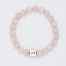 Load image into Gallery viewer, Rose Quartz Infinity Silver Bead Bracelet (8 MM)
