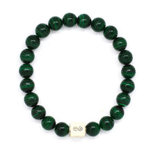 Load image into Gallery viewer, Malachite Infinity Silver Bead Bracelet (8 MM)
