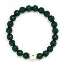 Load image into Gallery viewer, Malachite Infinity Silver Bead Bracelet (8 MM)
