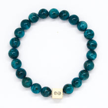 Load image into Gallery viewer, Teal Apatite Infinity Silver Bead Bracelet (8 MM)
