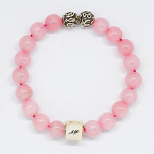 Load image into Gallery viewer, Rose Quartz Super Round Infinity Silver Bracelet (8 MM)
