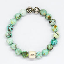 Load image into Gallery viewer, Peru Turquoise Infinity Round Silver Bracelet (8 MM)
