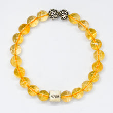 Load image into Gallery viewer, Citrine Infinity Round Silver Bead Bracelet (8 MM)
