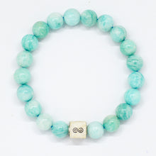 Load image into Gallery viewer, Amazonite Infinity Silver Bead Bracelet (8 MM)
