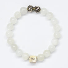 Load image into Gallery viewer, Moonstone Infinity Round Silver Bead Bracelet (8 MM)
