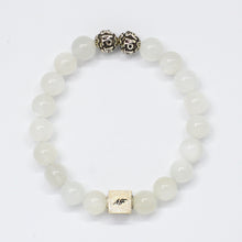Load image into Gallery viewer, Moonstone Infinity Round Silver Bead Bracelet (8 MM)
