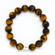 Load image into Gallery viewer, Tiger Eye Infinity Silver Bead Bracelet (12 MM)
