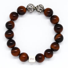 Load image into Gallery viewer, Red Tiger Eye Round Infinity Silver Bracelet (12 MM)
