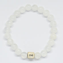 Load image into Gallery viewer, Selenite Infinity Silver Bead Bracelet (8 MM)
