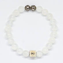 Load image into Gallery viewer, Selenite Round Infinity Silver Bracelet (8 MM)
