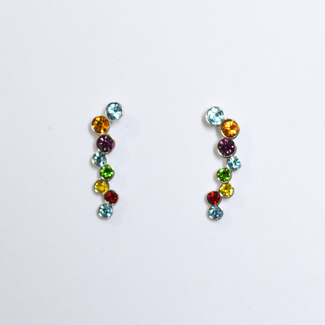 Colorful Swarovski Crystal Dangling Silver Earrings