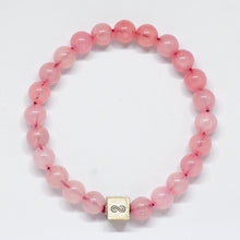 Load image into Gallery viewer, Rose Quartz Super Infinity Silver Bead Bracelet (8 MM)
