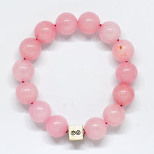 Load image into Gallery viewer, Rose Quartz Super Infinity Silver Bead Bracelet (12 MM)
