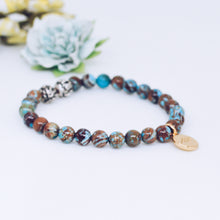 Load image into Gallery viewer, Multi Shade Jasper Stone Silver Bead Bracelet (8 MM)
