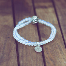 Load image into Gallery viewer, Layered Opal Stone Silver bead Bracelet (12 MM)
