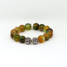 Load image into Gallery viewer, Grape Agate Stone Silver Bead Bracelet (12 MM)
