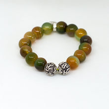 Load image into Gallery viewer, Grape Agate Stone Silver Bead Bracelet (12 MM)
