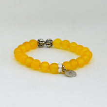 Load image into Gallery viewer, Yellow Agate Stone Silver Bead Bracelet (8 MM)

