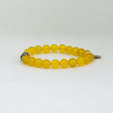 Load image into Gallery viewer, Yellow Agate Stone Silver Bead Bracelet (8 MM)
