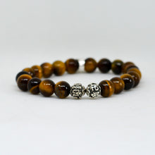 Load image into Gallery viewer, Tiger Eye Stone Silver Bead Bracelet (8 MM)
