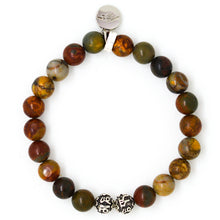 Load image into Gallery viewer, Picasso Jasper Stone Silver Bead Bracelet (8 MM)
