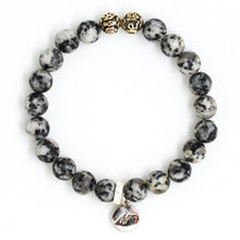 Load image into Gallery viewer, Sesame Jasper Stone Silver Bead Bracelet (8 MM)

