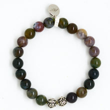 Load image into Gallery viewer, Indian Agate Stone Silver Bead Bracelet (8 MM)

