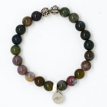 Load image into Gallery viewer, Indian Agate Stone Silver Bead Bracelet (8 MM)
