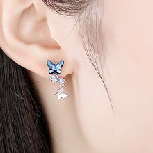 Load image into Gallery viewer, Barcelona Blue Butterfly Swarovski Silver Earrings
