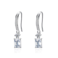 Dangling Princess Cut Zircon Silver Earrings