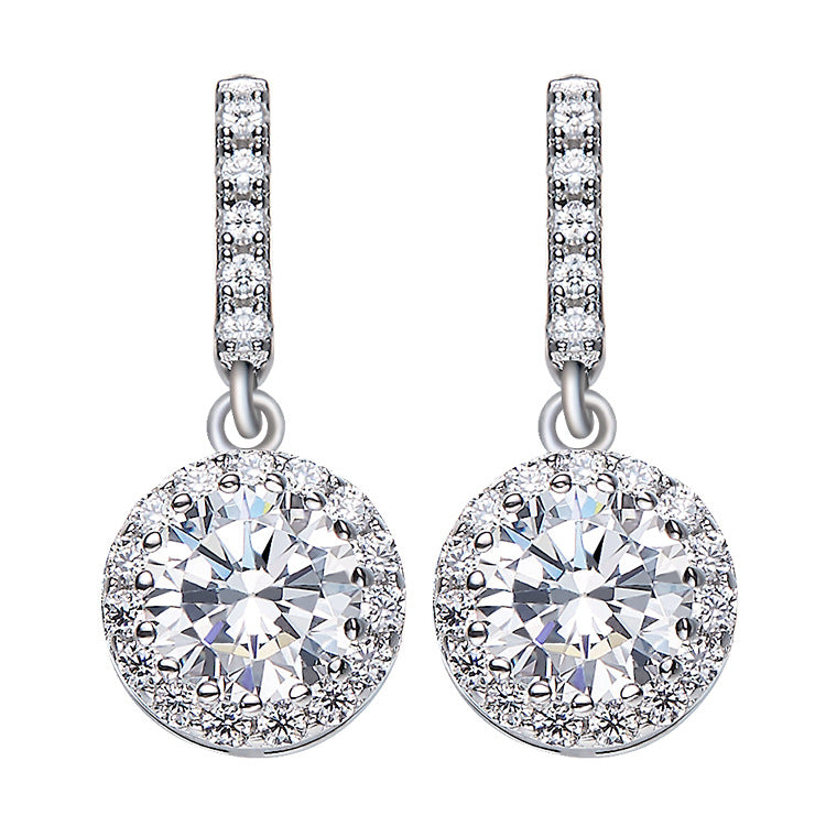 Parisian Dangling Zircon Solitaire Silver Earrings