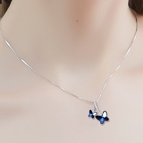 Swarovski blue store butterfly necklace