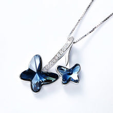 Load image into Gallery viewer, Blue Butterfly Swarovski Crystal Silver Necklace
