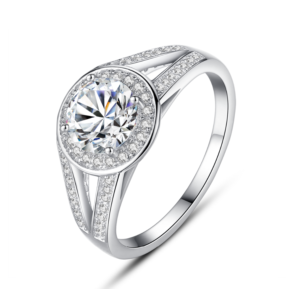 Sau Paulo Solitaire Band Zircon Silver Ring