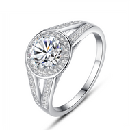 Sau Paulo Solitaire Band Zircon Silver Ring