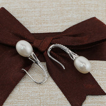 Load image into Gallery viewer, Natural Drop Pearl White Zircon Silver Earrings

