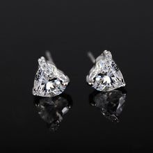 Load image into Gallery viewer, Blue White Zircon Heart Drop Silver Earrings
