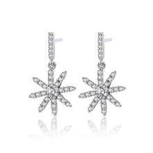 Load image into Gallery viewer, Dangling Star White  Zircon Studded Silver Earrings
