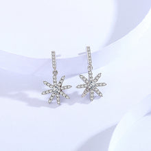 Load image into Gallery viewer, Dangling Star White  Zircon Studded Silver Earrings
