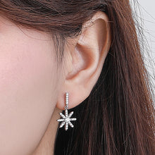 Load image into Gallery viewer, Dangling Star White  Zircon Studded Silver Earrings
