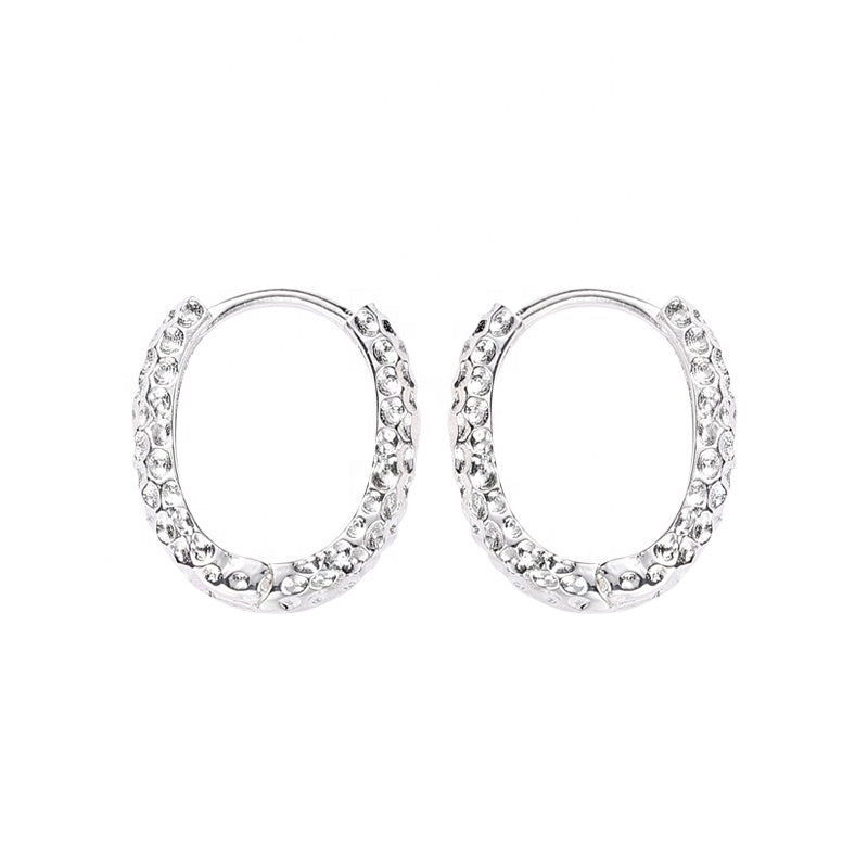 Boho White Gold Plated Large Hoop Silver Earrings
