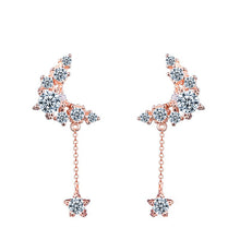 Load image into Gallery viewer, Rose Gold Dangle Star Zircon Silver Earrings
