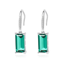 Load image into Gallery viewer, Milano Emerald Zircon Dangling Silver Earrings
