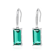 Green rectangular gemstone drop earrings in 925 sterling silver