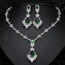 Load image into Gallery viewer, Emerald Gemstone Silver Necklace Set with Matching Earrings MysticFlavia
